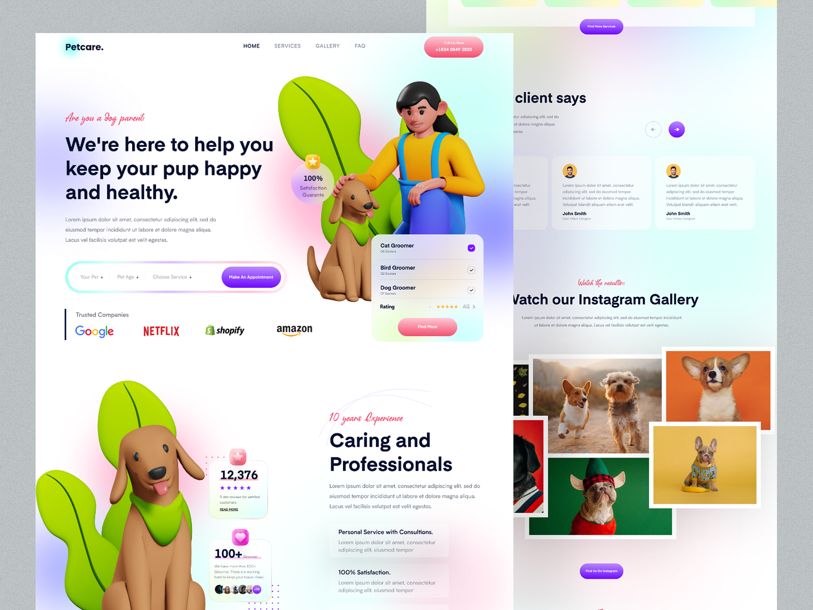 Pet Care Landing Page Design by Hasan for PageX Studio on Dribbble