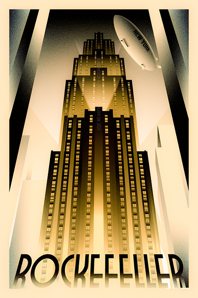My Rockefeller Tower 2023 1930s architecture art deco illustration manhattan new york rockefeller tower skyscraper