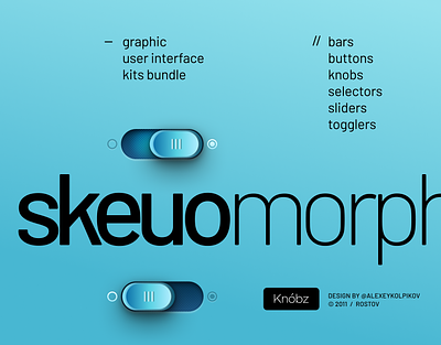 Knóbz Skeuomorphic UI Kit Promo audio bevel blue button dark emboss interface kno light mobile screen shadow skeuomorph slider sound ui ux volume