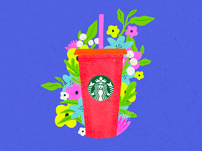 Spring with Starbucks art direction coffee design digital illustration floral illustration procreate spring starbucks starbucks illustration texture