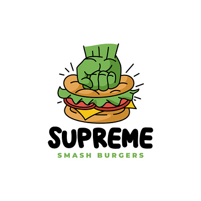 Supreme Smash Burger animal branding burger character cute design fastfood food foodtruck illustration logo mascot ui unused