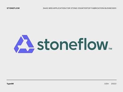 Stoneflow abstract brand cut cutting flow industry infinity logo loop rock saas service software stone symbol t shirt tech triangle