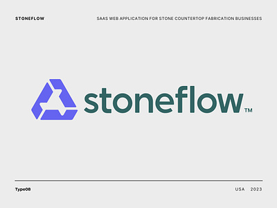 Stoneflow abstract brand cut cutting flow industry infinity logo loop rock saas service software stone symbol t shirt tech triangle
