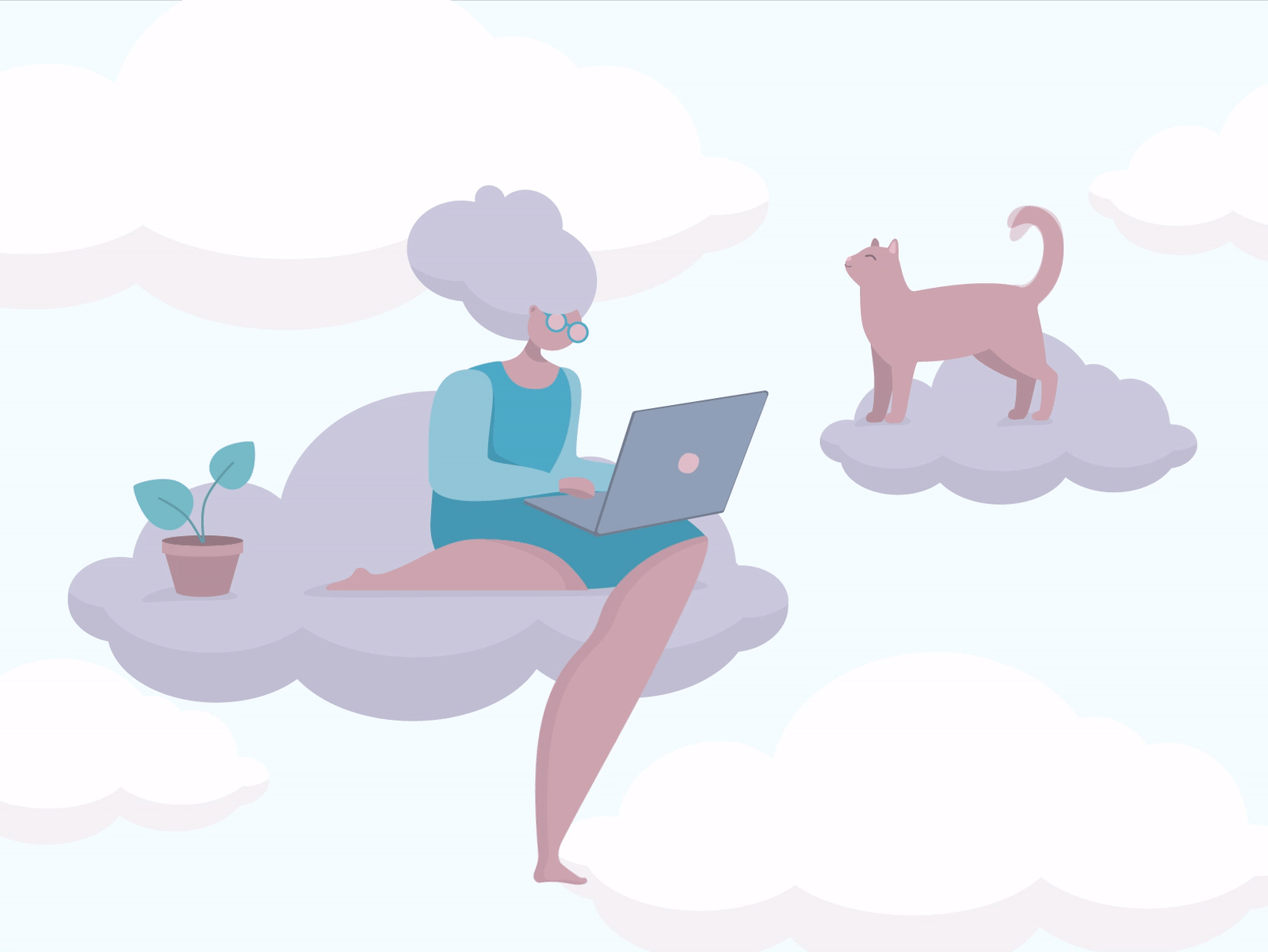 Floating on Clouds animation design figma illustration product design ui ux