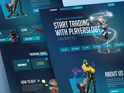 Player Trading - UI Design colorful csgo design e sports esports esports ui fortnite gaming landing page league of legends lol player players site trading ui ux valorant website