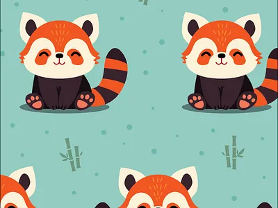 Red panda pattern animal design pattern design red panda seamless pattern