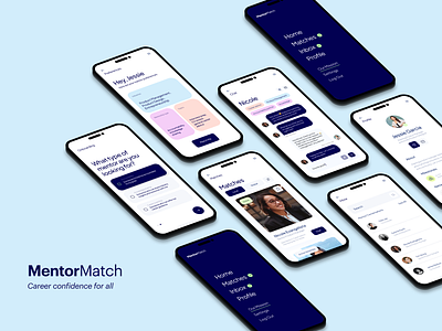 MentorMatch App app branding cards careers chat community empathy inclusive design matchmaking mentors mentorship minimal onboarding product design product management profile service ui ux ux research