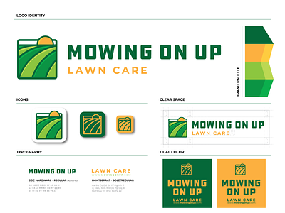 Mowing On Up branding design graphic design green icon illustration kansas lawn logo mowing mowingonup sun vector wichita yard