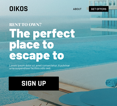 Oikos - Static Imagery 1 app button design graphic design header hero image landing page offer onboarding section sign up typography ui ui design ux web design