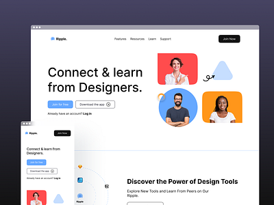 Ripple Landing page UI Design. collaboration design landingpage ui uidesign webdesign
