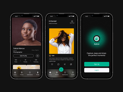 Astron UI Design. appdesign design photographyapp socialmediaapp ui uidesign ux