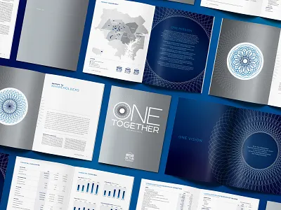 ACNB Corporation 2022 Annual Review annual report annual report design bank bank annual report banking blue design editorial design graphic design metallic ink publication publication design spirograph spirographs