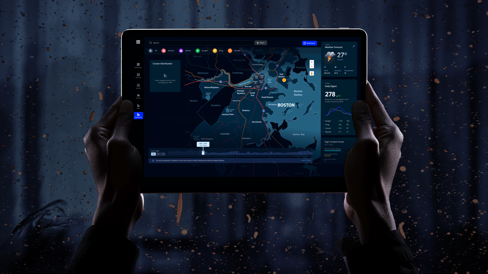 Multitude Insights ai charts interactive map navigation police police app ui ui design ux ux design web app