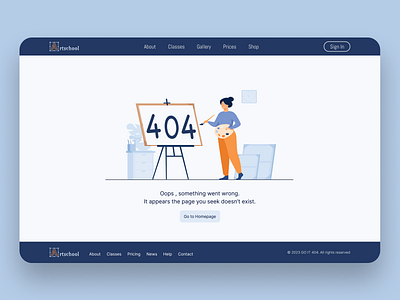 404 Page for an Art School 404 design ui webdesign