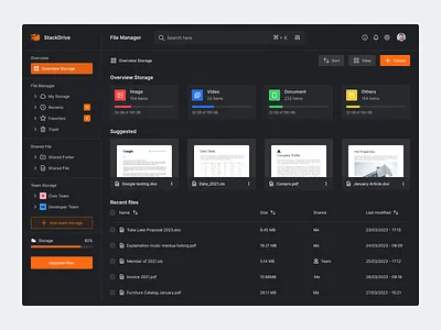 StackDrive - Cloud Storage Dashboard cloud app cloud storage cloud storage dashboard cloud system dashboard download files dropbox file file sharing file upload files folder google drive management platform saas storage ui ux web app