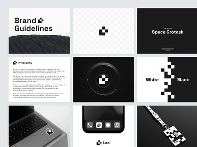 Loci - Brand Guidelines black brand branding camera clean concept design editor favicon guideline guidelines icon icons idea identity logo monochrome photo simple white