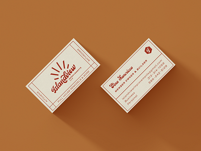 Business card design for Islandview Improvement business card design cards hand drawn logo hand lettering layout design retro vintage