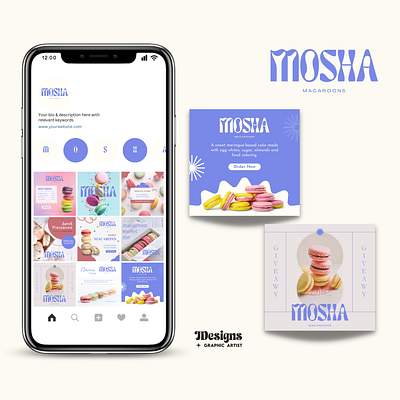 Mosha Macaroons app branding content creation design graphic design illustration logo social media social media manager social media strategy typography ui ux vector