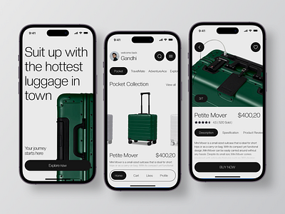 Carrion - Suitcase Marketplace Mobile App app bag case clean design essentials inspiration interface marketplace minimalist mobile mobile app mobile design online store suitcase travel travelling ui ui design ui ux