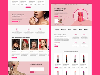 Lipstick eCommerce UI Template beauty body lotion cosmetic fashion home page landing page lip makeup mascara perfume product salon shop shopify skincare store ui design web design web page website