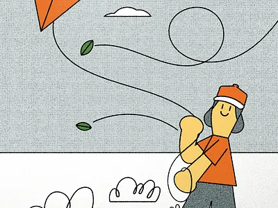 Kite flying character character design design graphic design illustration retro vector