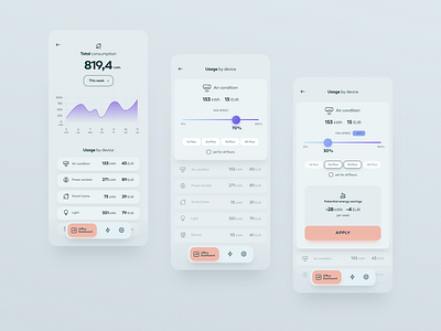 Smart Home app android app automation design eco energy figma graphic design icon ios light managing minimal mobile pastel smart home typography ui ux vector
