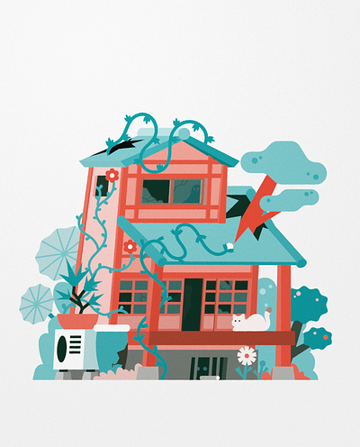 Abandoned House design illustration japan vector