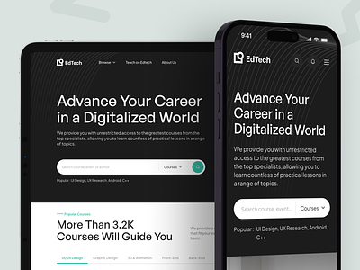 EdTech - Online Course UI Design Kit academy business clean course desktop education hero homepage landingpage learning lesson minimal mobile modern search student technology ui ux website