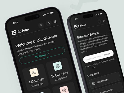 EdTech - Course Mobile Responsive UI Kit academy app business clean course dashboard design education home homepage learning minimal mobile modern responsive summary technology ui ux website