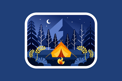 Camping at night in the forest mountain