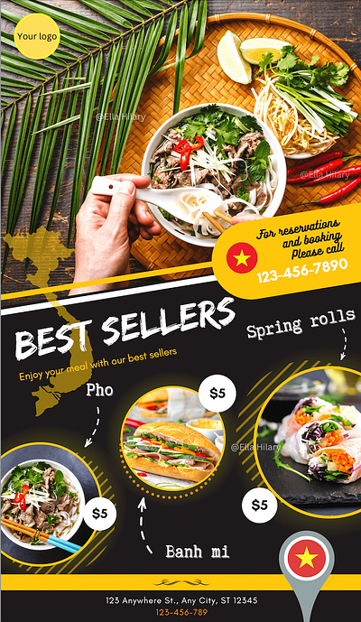 Poster - Vietnam food - Canva template canva design food graphic design template