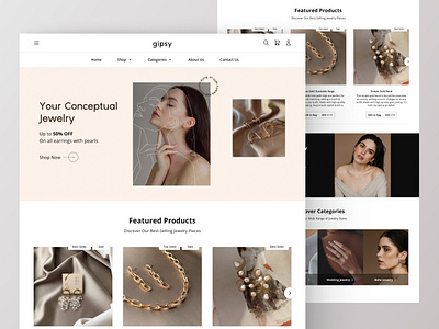 gipsy - e-commerce shopify website for craft jewelry shop beauty design e commerce ecommerce fashion jewelry light pastel shop shopify ui ux web website