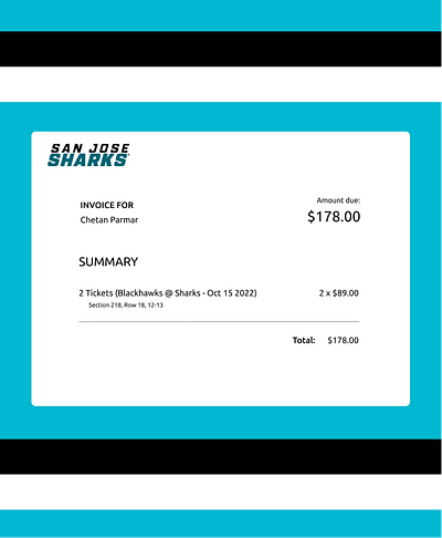 Daily UI Day 46 - Invoice app branding daily ui daily ui day 46 dailyui day 46 design due hockey invoice invoice due logo nhl paid receipt sports ticket tickets ui ux