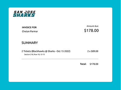 Daily UI Day 46 - Invoice app branding daily ui daily ui day 46 dailyui day 46 design due hockey invoice invoice due logo nhl paid receipt sports ticket tickets ui ux