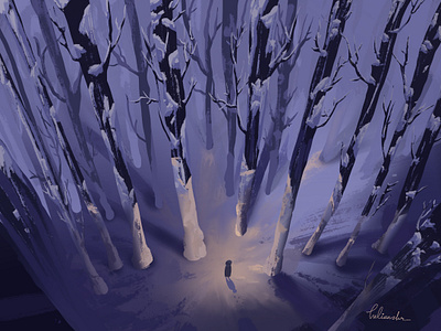Walk in the Snowy Forest concept art design environment design illustration procreate