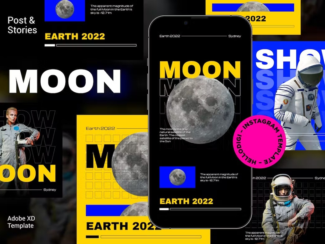 Moon – Post \u0026 Story Instagram Template by Steisi Vogli on Dribbble, image size:1040x780