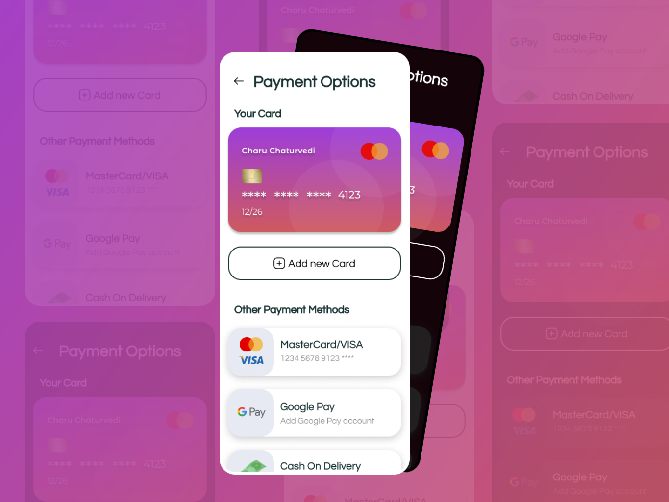 Pay via Card UI by Charu Chaturvedi on Dribbble