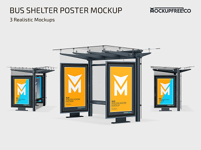 Bus Shelter PSD Poster Mockup Free bus free freebie hanging mock up mock ups mockup mockups photoshop poster posters psd shelter street template templates