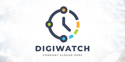 Smart Digital Watch - Data Time Technology Logo geometric time