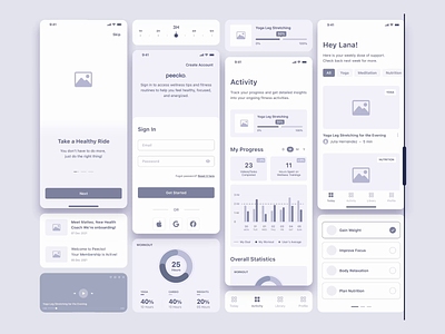 Peecko® — UX Design app b2b clean fit fitness gym high fidelity interaction interface ios low fidelity mental health mobile app product design sketch startup ui ux wireframe workout