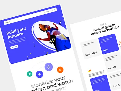 Musicom - Landing page design for a music streaming startup clean illustration landing page landing page design minimal promo landing page design promotional website ui web design website design