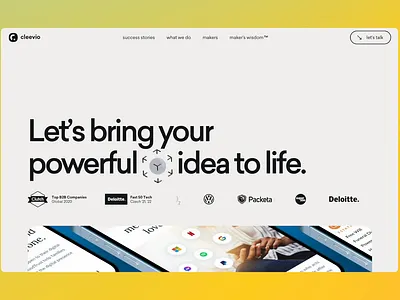 Cleevio 2023 3d agency branding gsap identity lottie product design scroll trigger typography webflow website