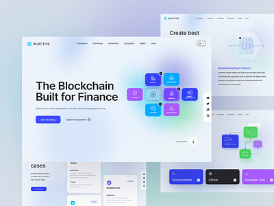 Injective.com app blockchain crypto cryptocurrency defi finance illustration landing page token trading ui ux web 3.0