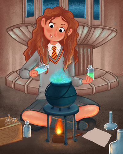 Hermione Granger 2d amazon kindle art character design children book children book illustration childrens art digital art emotions fan art girl harry potter hogwarts illustration magic magic school potions school