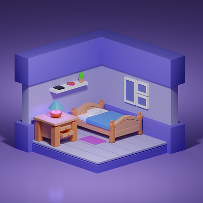 Low poly home 3d blender lowpoly