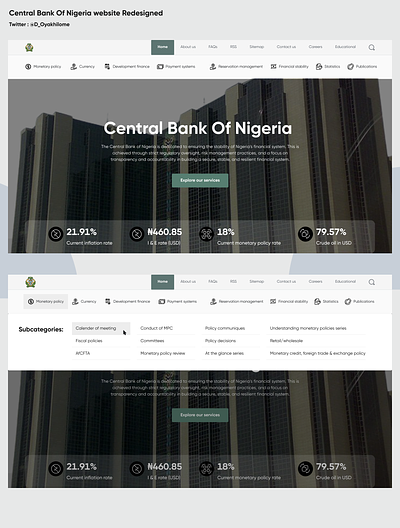 Central Bank Of Nigeria website Redesigned bank central bank of africa central bank of nigeria central bank of nigeria redesign digital banking economic development finance financial stability monetary policies online banking website redesign