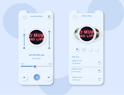 neumorphism UI design mobile music App graphic design mobile app mobile ui music app ui