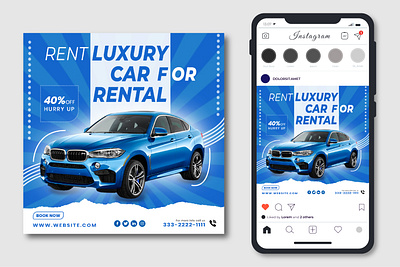 Car Rent Social Media Post branding design graphic design illustration instagram post smm social media post typography vector