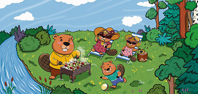 Beaver calendar 2023. July animal art animation beaver brand character calendar calendar design calendar2023 cartoon character character design children illustration comics cute animals family illustration motion picnic sport summer summer vibes