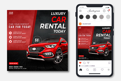 Car Rent Social Media Post branding design graphic design illustration instagram post minimal post smm social media post vector